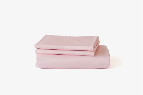 Fitted bed sheet set: 1 fitted bedsheet + pillowcase(s) - Blush Pink