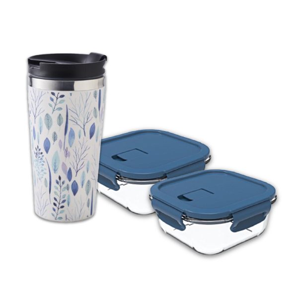 Go Green Bamboo Thermal Mug with Neoflam Square Storage