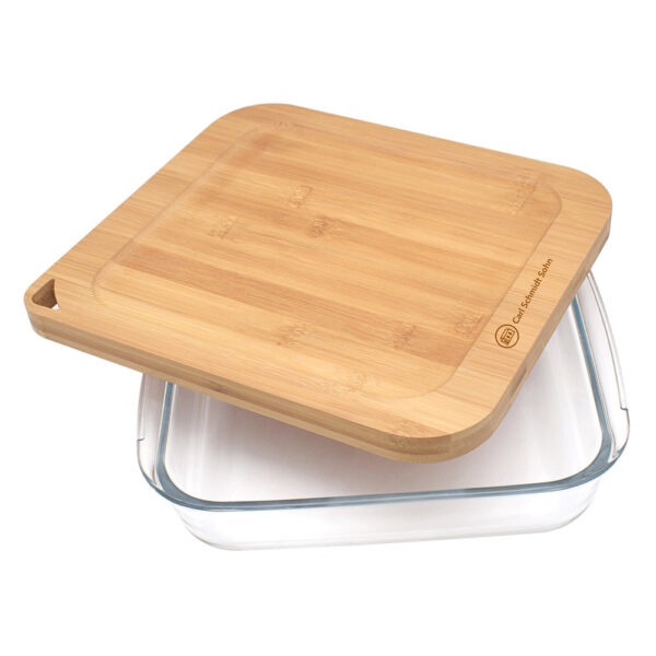 Chef Wan's Carl Smith Sohn Series 1800ml Square Ovenware with Bamboo Lid Set of 2