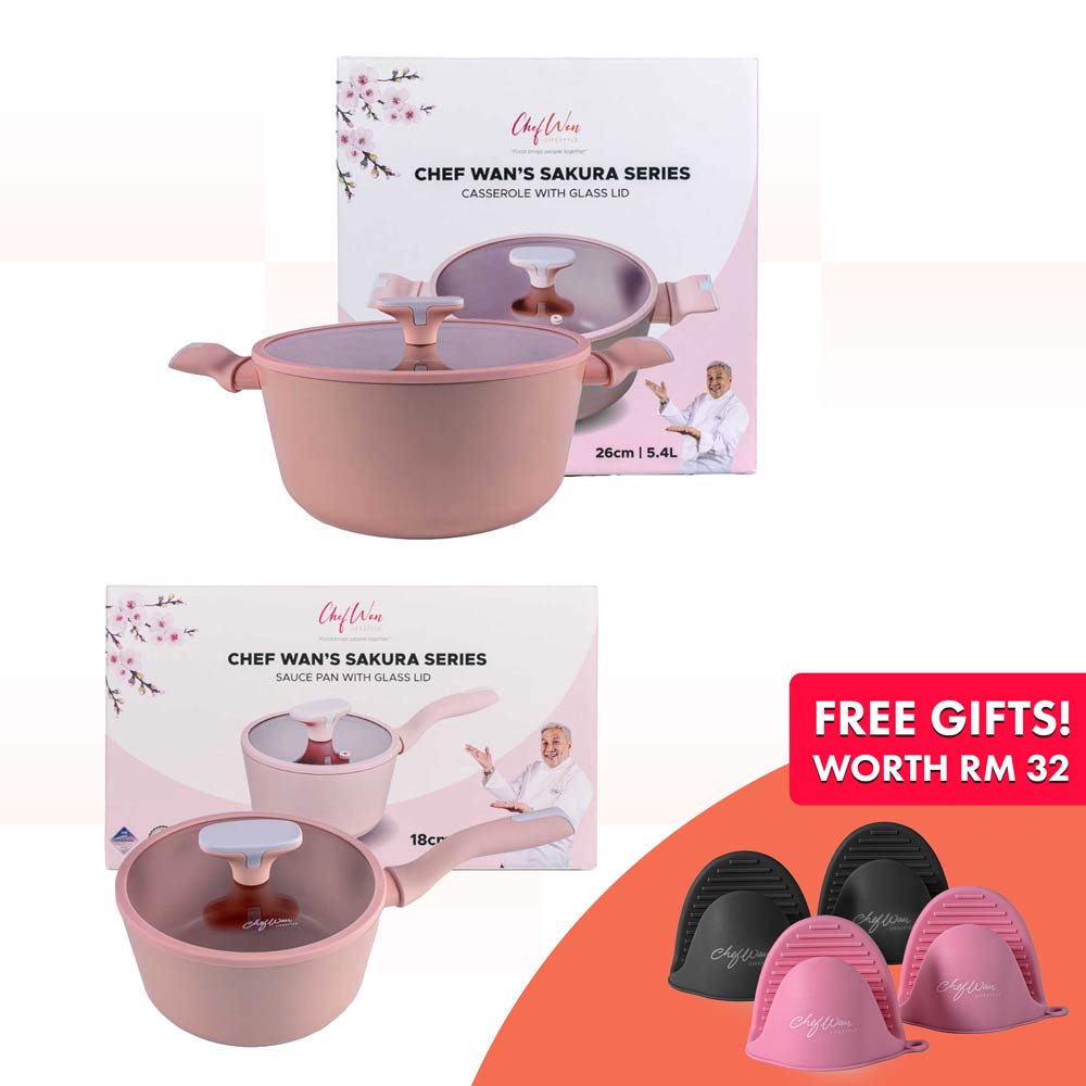 Sakura-Series-26cm-casserole-+-Sakura-Series-18cm-sauce-pan-Clean