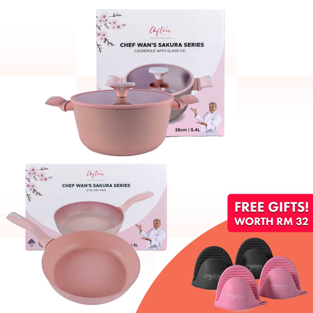 Sakura-Series-26cm-casserole-+-Sakura-Series-24cm-Stir-Fry-Pan-Clean