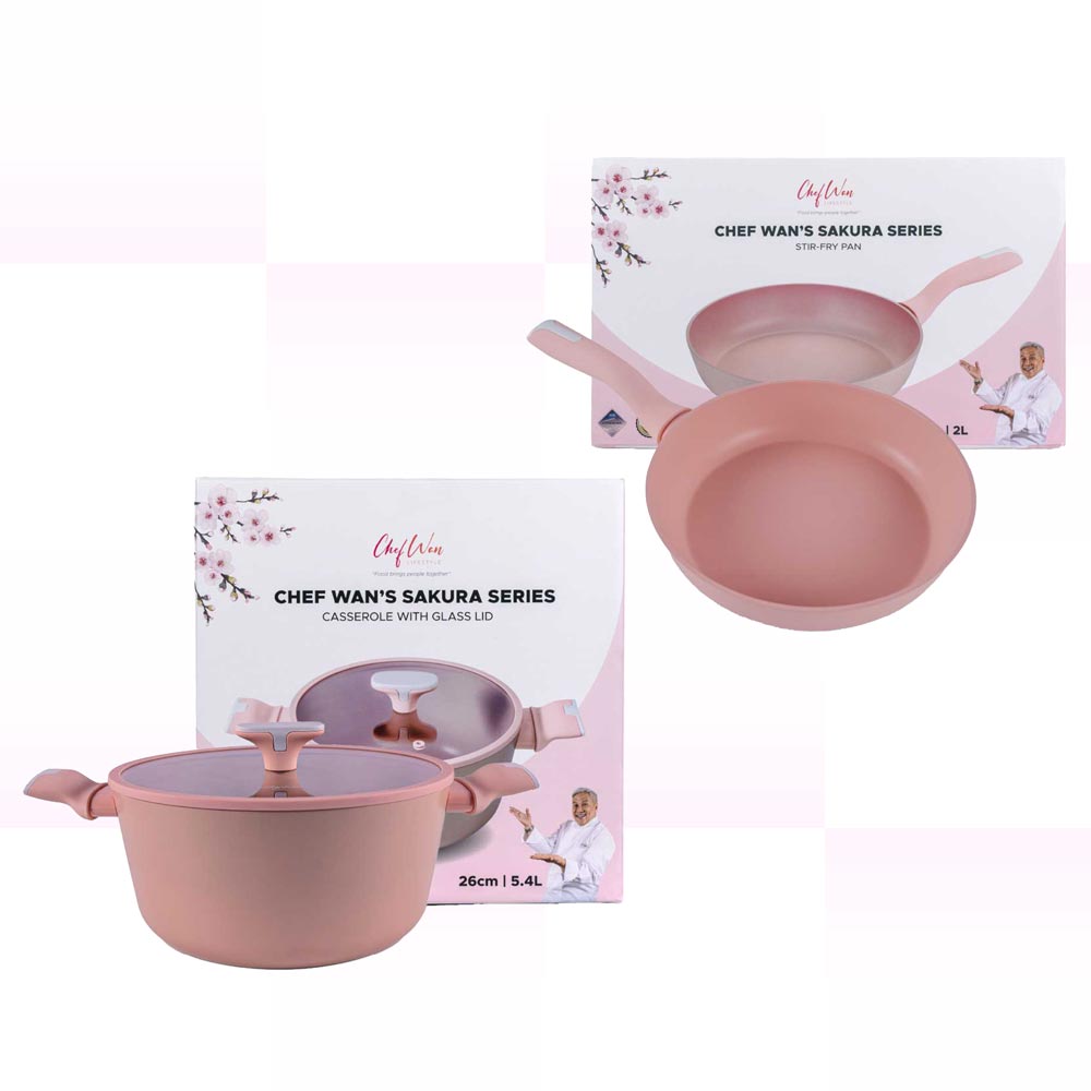 Sakura-Series-26cm-casserole-+-Sakura-Series-24cm-Stir-Fry-Pan-PLAIN
