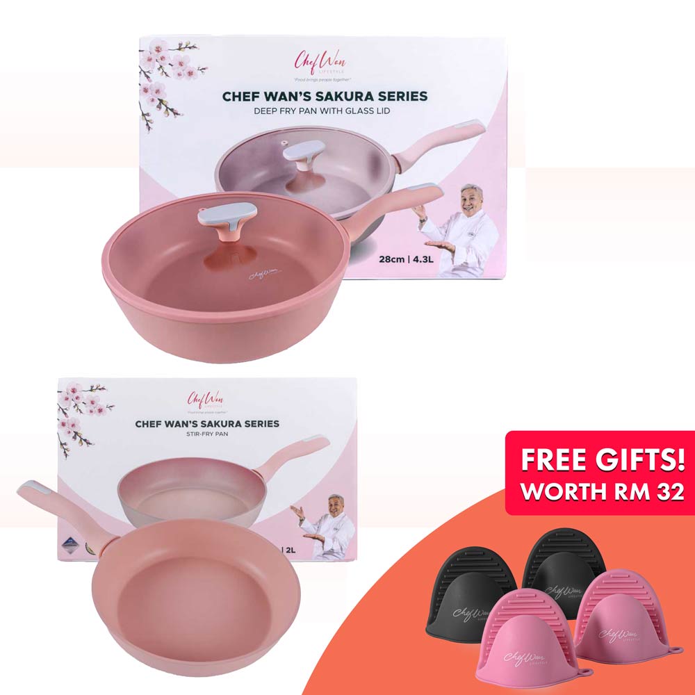 Sakura-Series-28cm-Deep-fry-pan-+-Sakura-Series-24cm-Stir-Fry-Pan-Clean